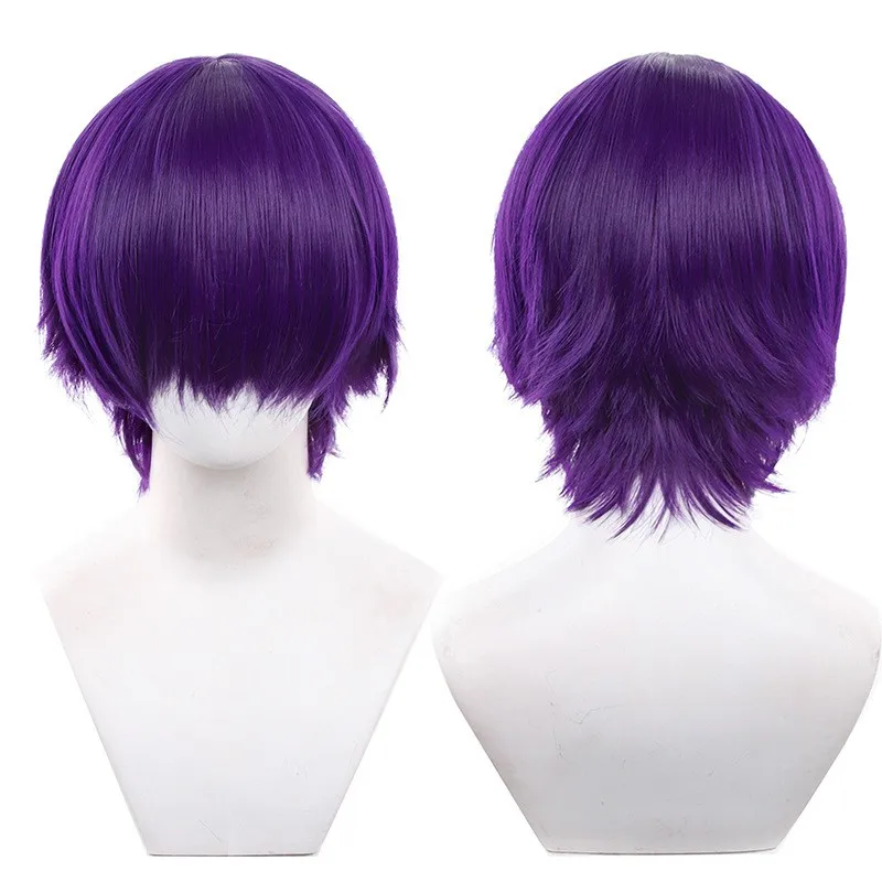 16 لون الاصطناعية قصيرة مستقيم شعر مستعار تأثيري رقيق الطبقات مقاومة للحرارة الشعر أنيمي الباروكات هالوين لعب الأدوار