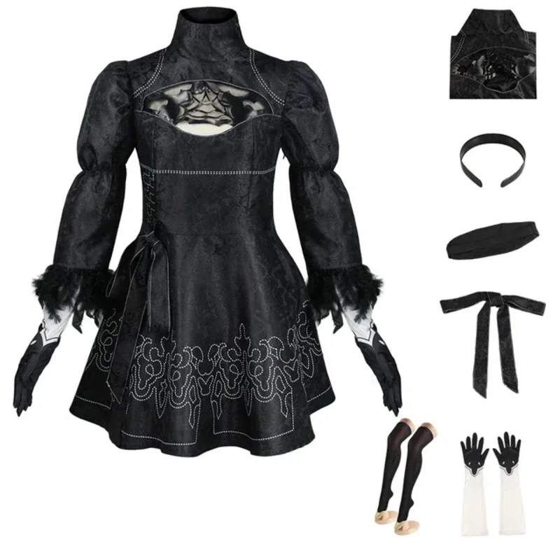 REINNEY AutomMiCosplay Costume pour femme, SARL ha 2B, tenue sexy, jeux imbibés, olympiques de jeu en plis pour filles, robe de paupières pour fête d'Halloween