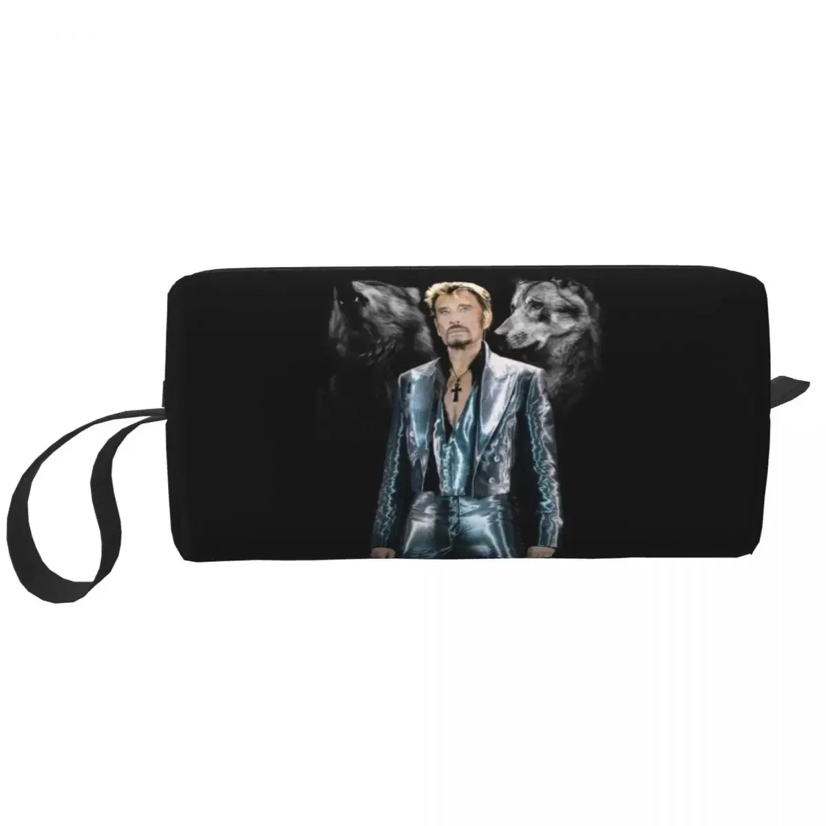 Fashion Hallyday With Wolf Travel Toiletry Bag Women French Rock Singer Cosmetic Makeup Bag Beauty Storage Dopp Kit