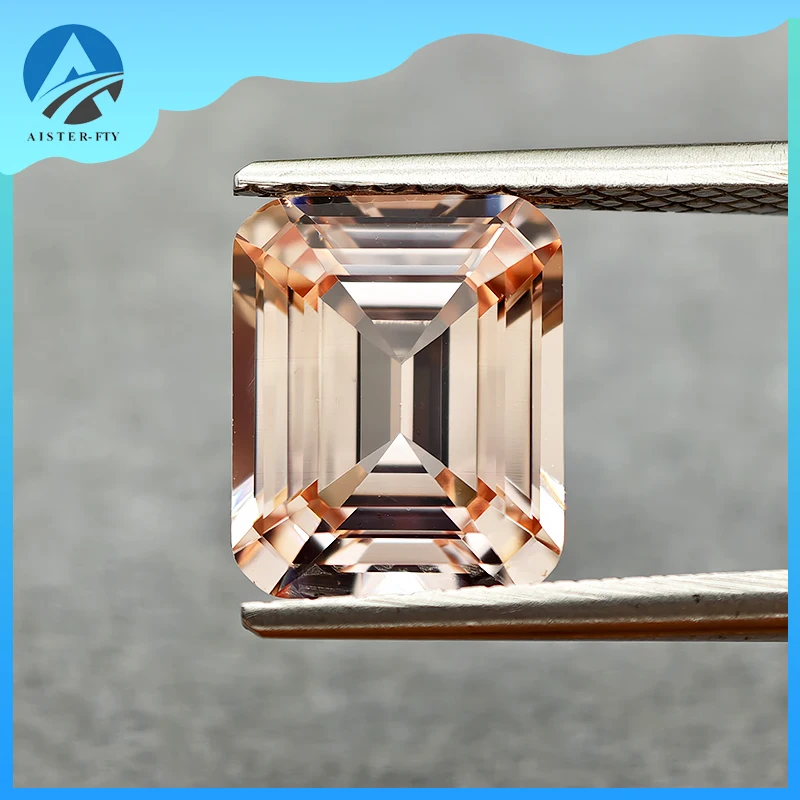 

New Corundum Sunset Orange Emerald Cut Corundum Stones Loose Gemstones for Making Jewelry