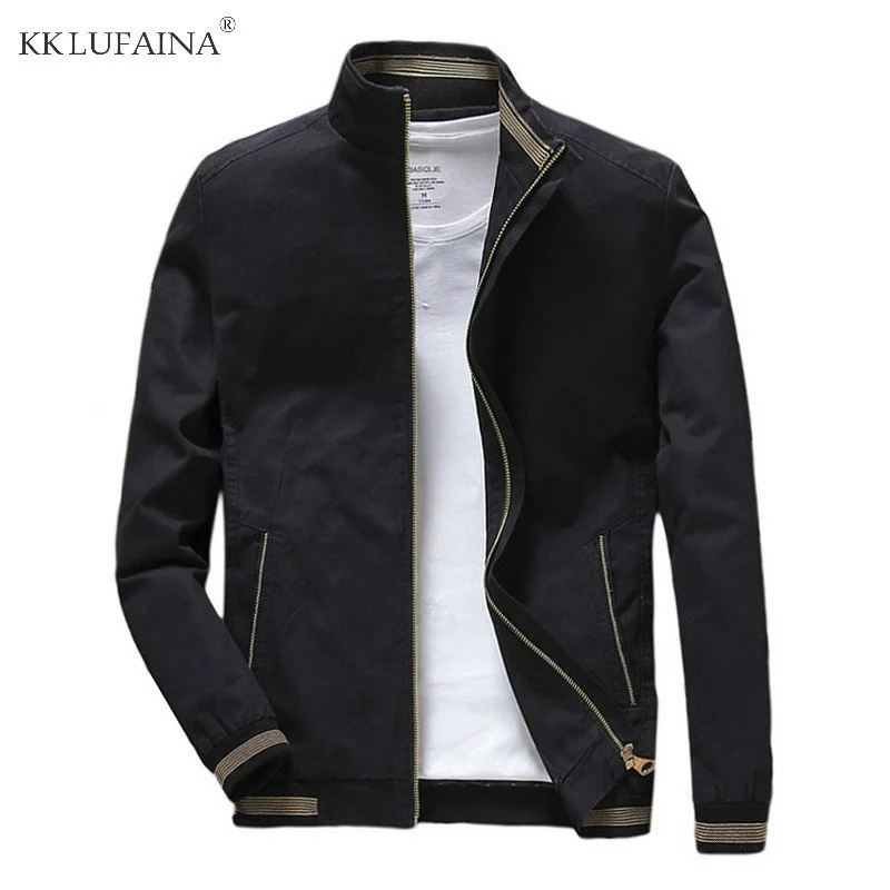 Cotton Spring Autumn Men's Bomber Jackets Casual Male Outwear Windbreaker Stand Collar Fit Jacket Mens Baseball Slim Coats 5XL