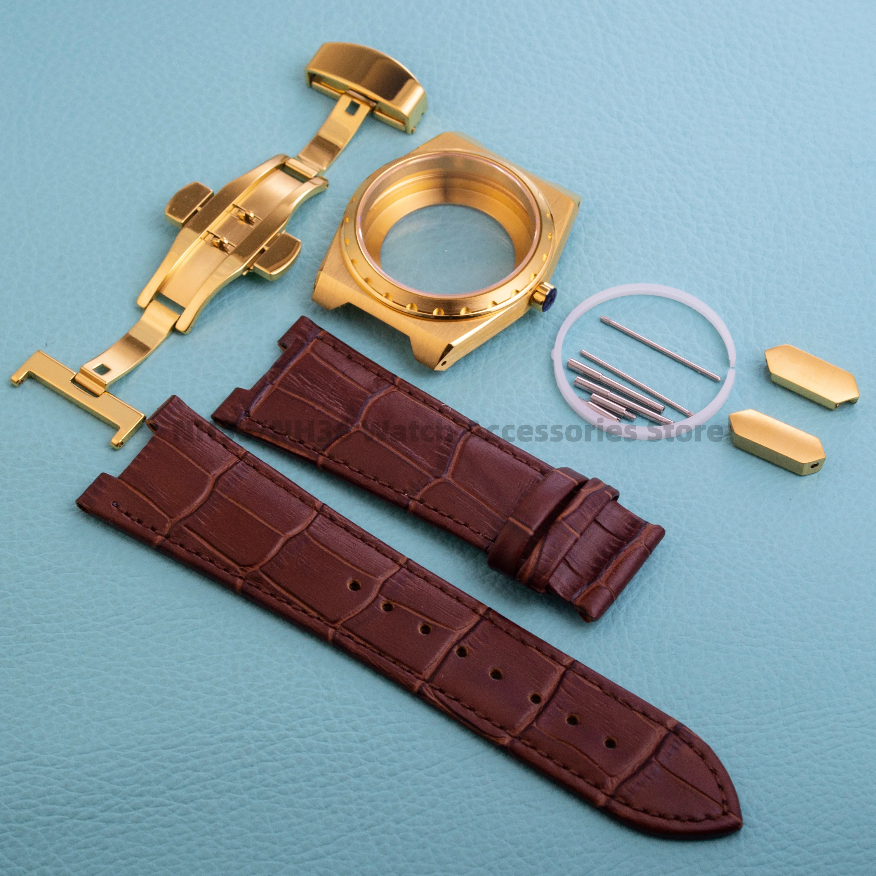 

Rose Gold NH35 Case 37mm Watch Case Genuine Leather Strap Sapphire Glass VC222 Watch Case Stainless Steel fit NH35 NH36 Movement