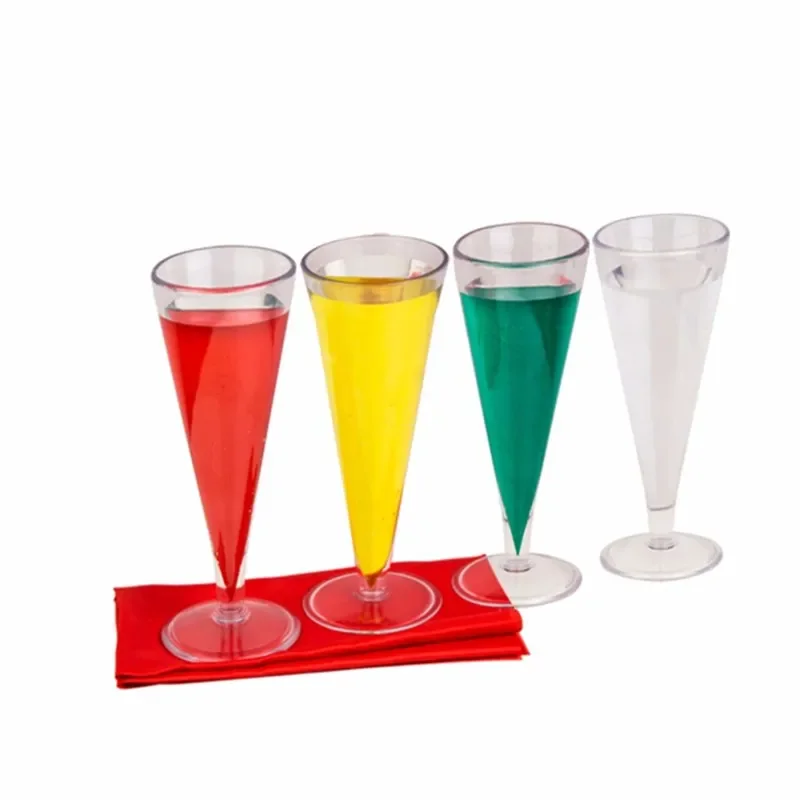 1set Glass Color Change Chameleon Champagne Magic Tricks Silk Acrylic Cup Magic Props Professional Magician Bar Illusions Fun