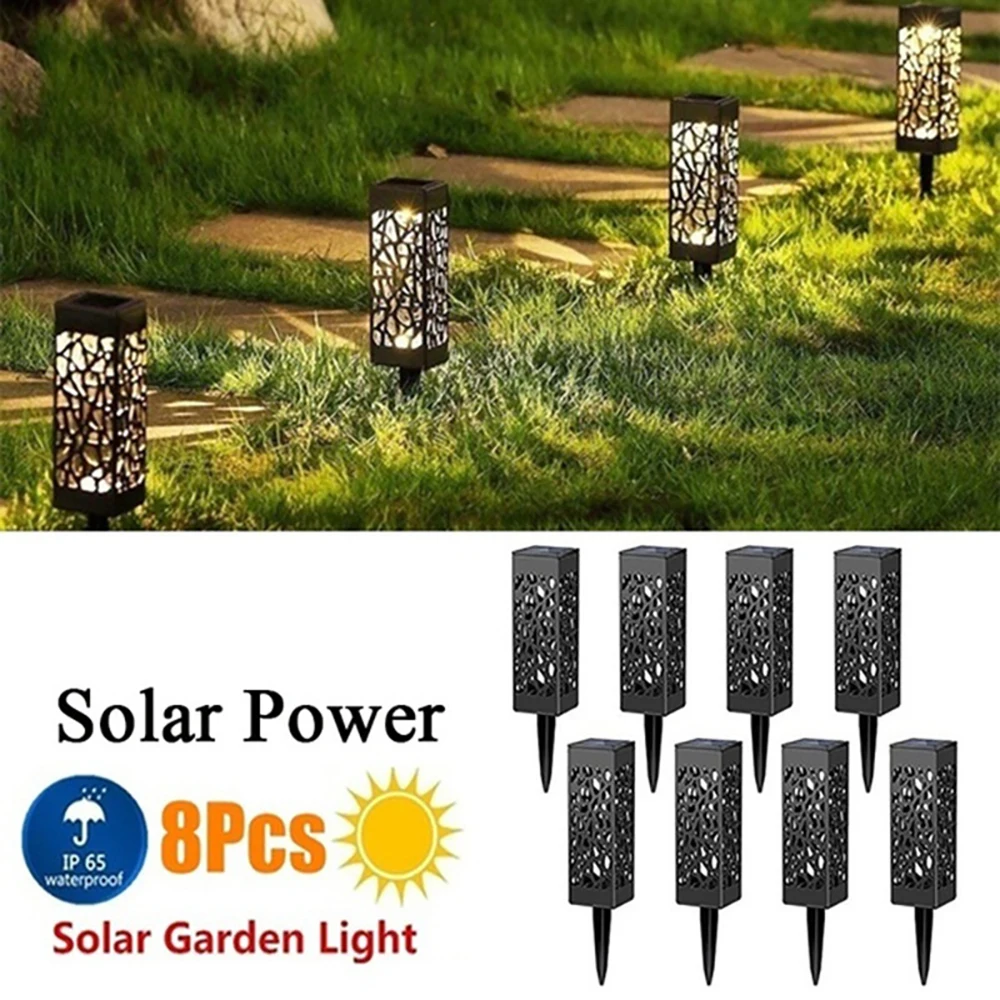 

8Pcs Garden Lawn Lamps Solar Led Light Outdoor Lighting Sensor Lights Floor Lamp Solar Panel Rechargeable Spotlight Street Yard