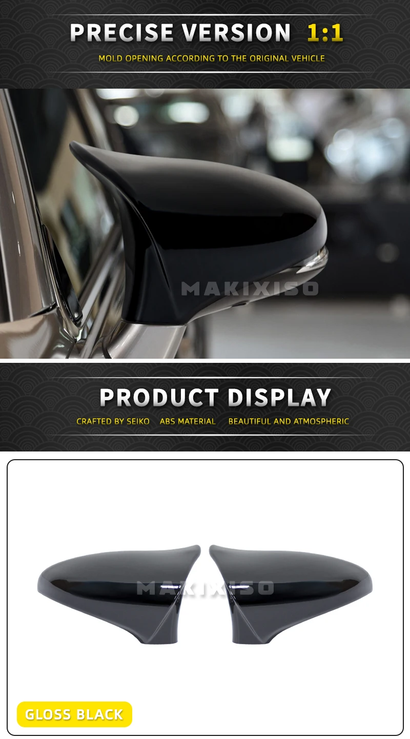 2 Covers Espejos Laterales Para Lexus IS200 IS250 (2014-20) – Estilo Horn En Negro Brillante
