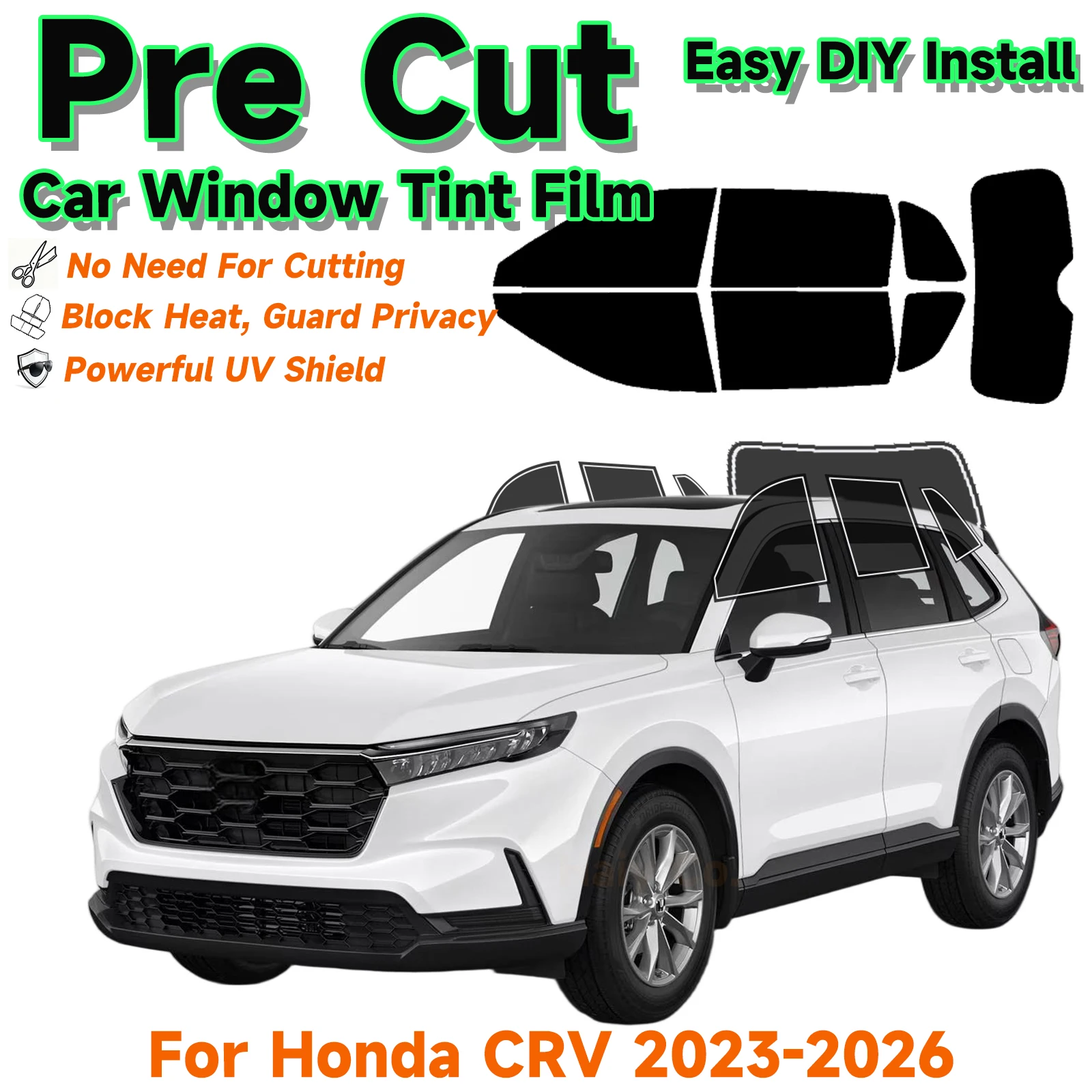 PreCut Window Tint Film For Honda CRV 2023-2026 2Ply Anti Shatter UV Blocking Privacy Sun Heat Auto Sticker UV protection car