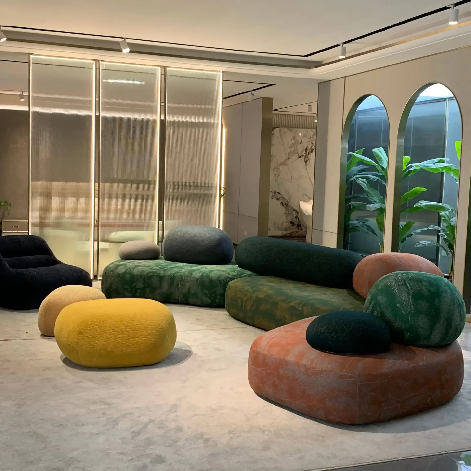 Fabric sofa living room creative pebble sofa large cushion petty bourgeoisie furniture