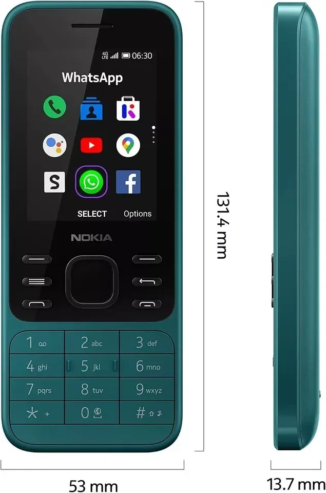 هاتف Nokia 6300 4G ثنائي الشريحة مزود بتقنية البلوتوث واي فاي KaiOS متعدد اللغات 2.4 بوصة راديو FM هاتف محمول متين