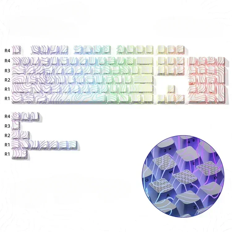 مفتاح طباعة جانبية شفافة PBT ، خط الارتفاع ، إضاءة خلفية بيضاء ، ملف تعريف RGB للكرز ، صبغة فرعية للكرز MX Gamer ، لوحة مفاتيح ميكانيكية