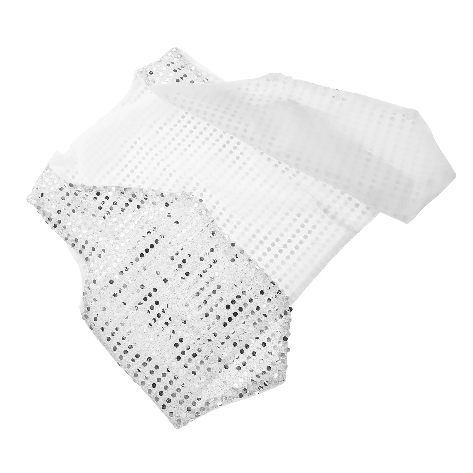 

Kids Disco Sequin Vest Shiny Glitter Dance Costume For Jazz Performance Party Wear Unisex Vintage Style Metallic Waistcoat