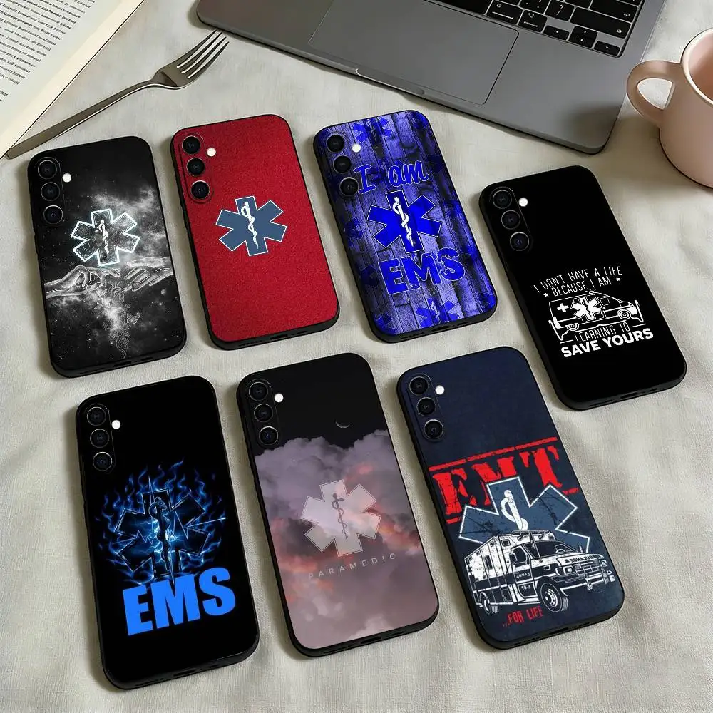 

Ambulance EMS-S EMT Phone Case Black Silicone Soft For Samsung Galaxy A73,A72,A71,A70,A53,A52,A51