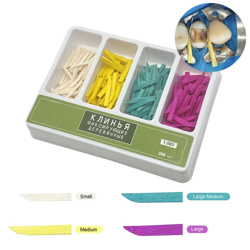 Imagen 2 del producto 200 cuñas de madera dentales desechables para fijación de huecos dentales y accesorios de restauración interdental