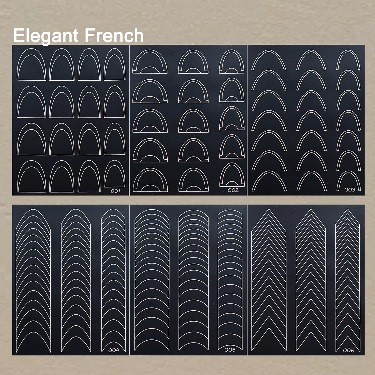 3 to 60 Sheets French Tip Nail Stencil Stickers, Multiple Curve Style Self-Adhesive Guides for DIY Gel Polish French Manicure