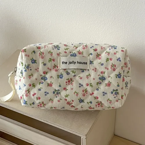 Imagen 2 del producto Estuche de lápices Floral elegante para chica estudiante, bolsa de lápices de gato fresa y flor Vintage estética, bolsa de almacenamiento de papelería de alta capacidad