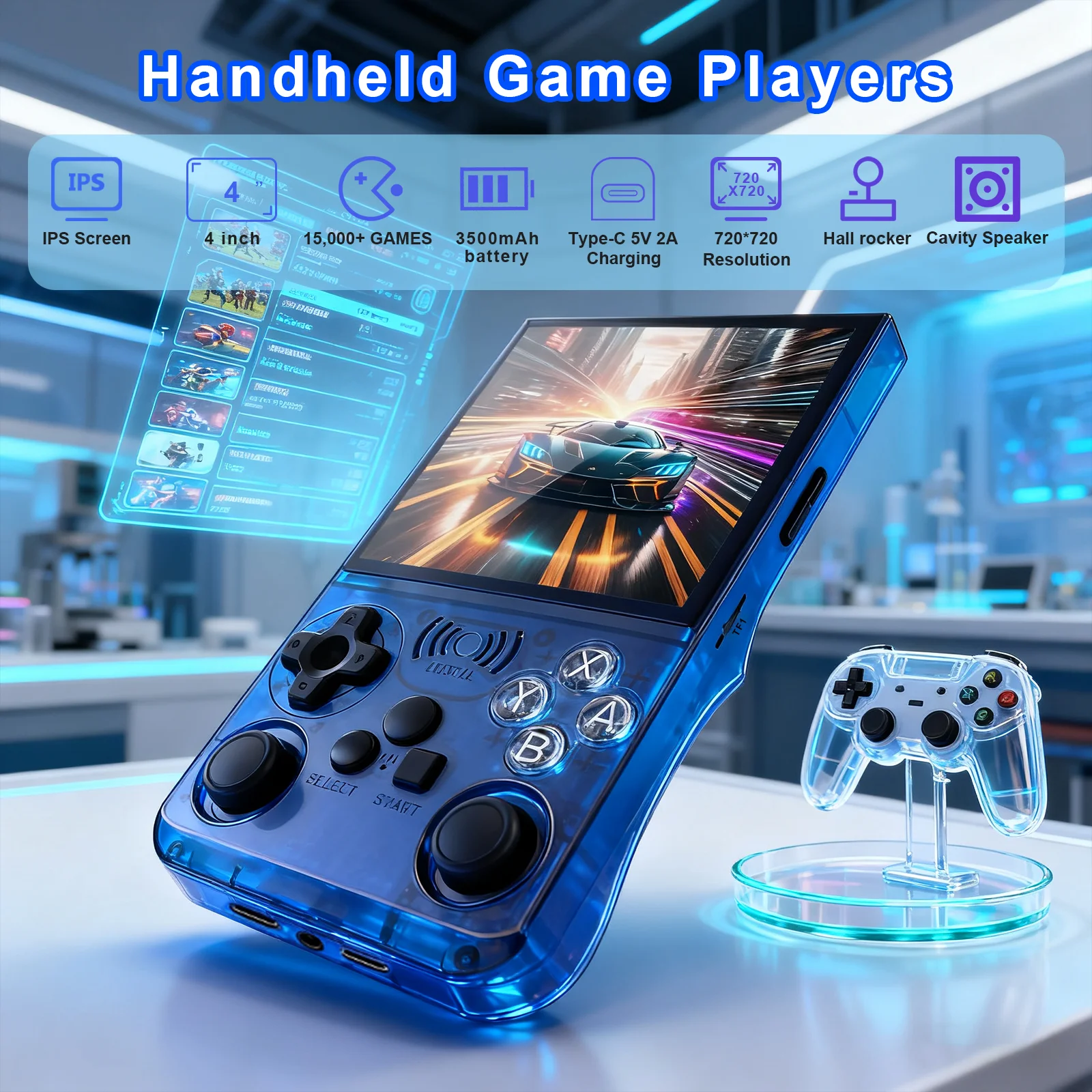 GAMINJA Console portátil ANS13 Tela IPS de 4,0 polegadas Retro Console portátil pré-carregado com mais de 15.000 jogos Sistema Linux portátil