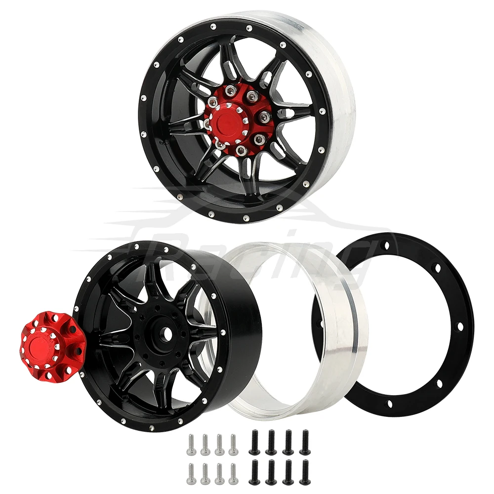 1.9 inch Metal Beadlock Wheel Rims Hubs for Axial SCX10 Tamiya CC01 1/10 RC Rock Climbing Car Crawler Model Upgrade Replace Part