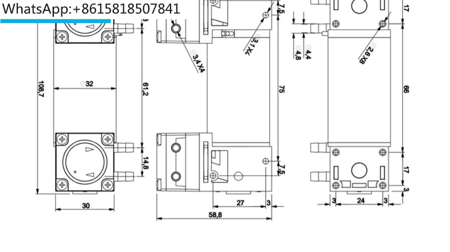 Double head diaphragm liquid pump, small corrosion-resistant micro vacuum pump, sampling oil-free self-priming pump