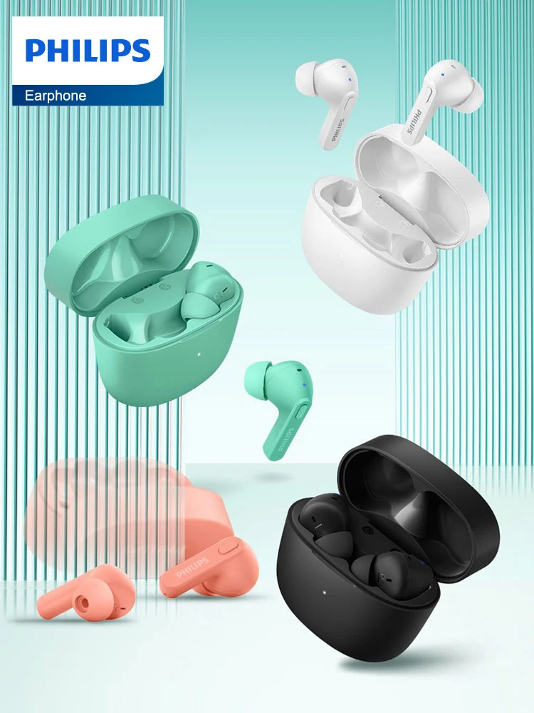 

Original Philips TAT2206 TWS Earphone Real Wireless Bluetooth 5.0 Headphone HiFi 3D Stereo Dual HD Mic Call Long Standby Earbuds