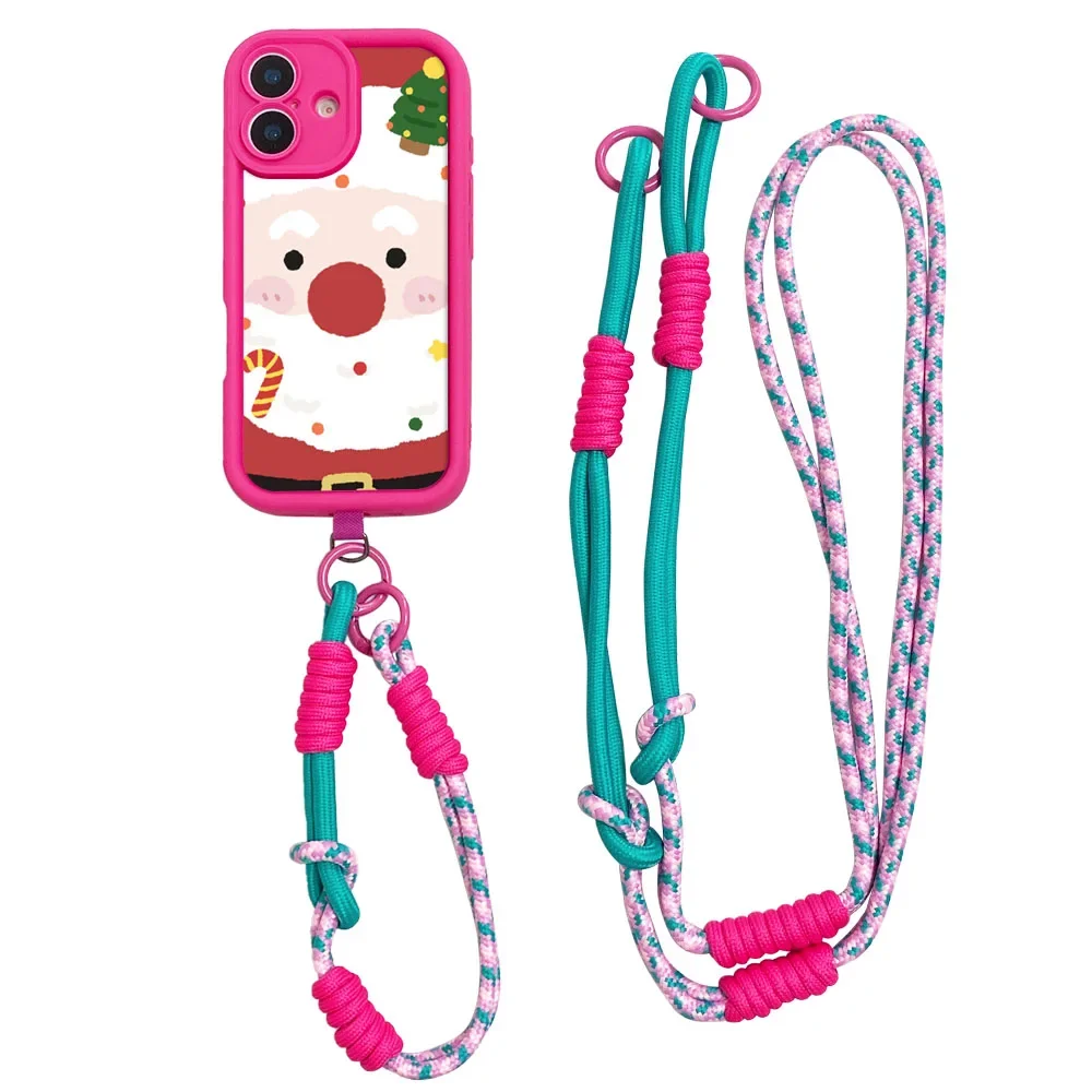 2025 natal crossbody cordão caso foriphone17 16 15 14 13 12 11 pro max xs max xr 7 8 plus papai noel pulseira telefone capa