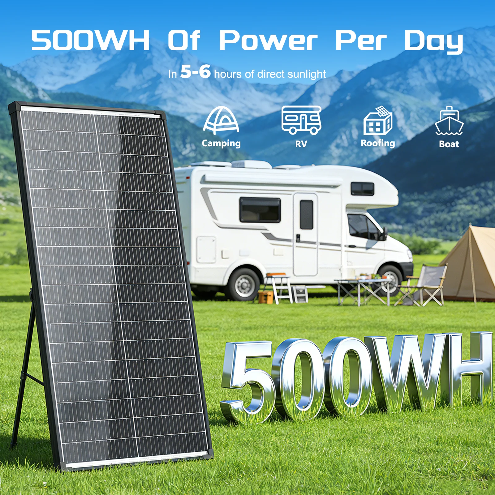 AeternaSol 100W Transparent Bifacial N-Type Monocrystalline Solar Panel, A+ Grade 18BB Cells, 25.6% High Efficiency, IP68 Waterproof PV Module for Balcony RV Off-Grid System