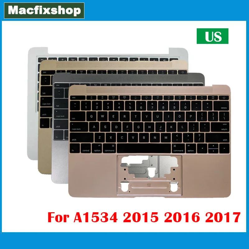 New A1534 Topcase with US Keyboard For Macbook 12Inch A1534 Top Case Keyboard Backlit Silver Gray Grey Gold Pink 2015 2016 2017