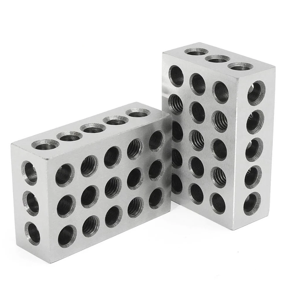 2pcs 25-50-75mm 23 Holes Precision Blocks Parallel Clamping Steel Block Gauge 1-2-3in Block Gauge Precision Matched Blocks