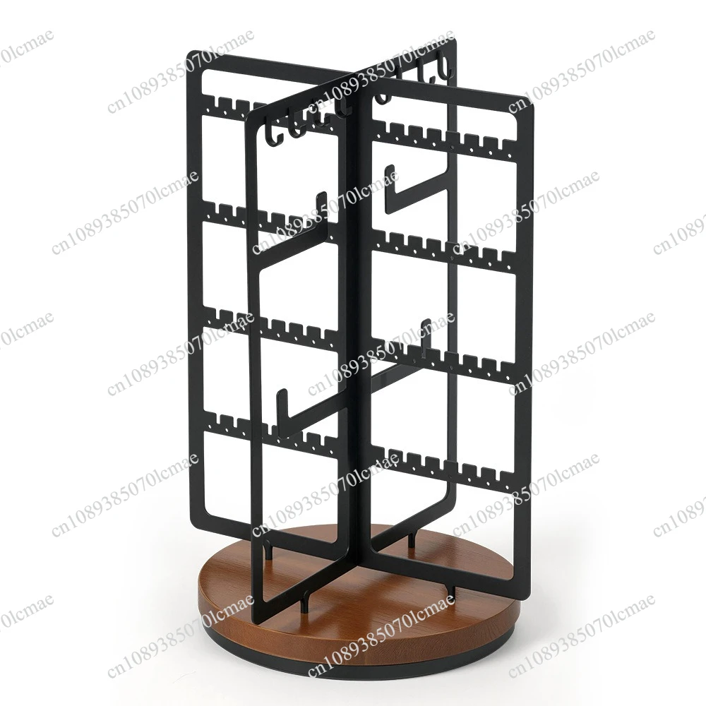 Multi-layer household jewelry shelf, iron wood storage display bracelet rack, rotatable jewelry hanger