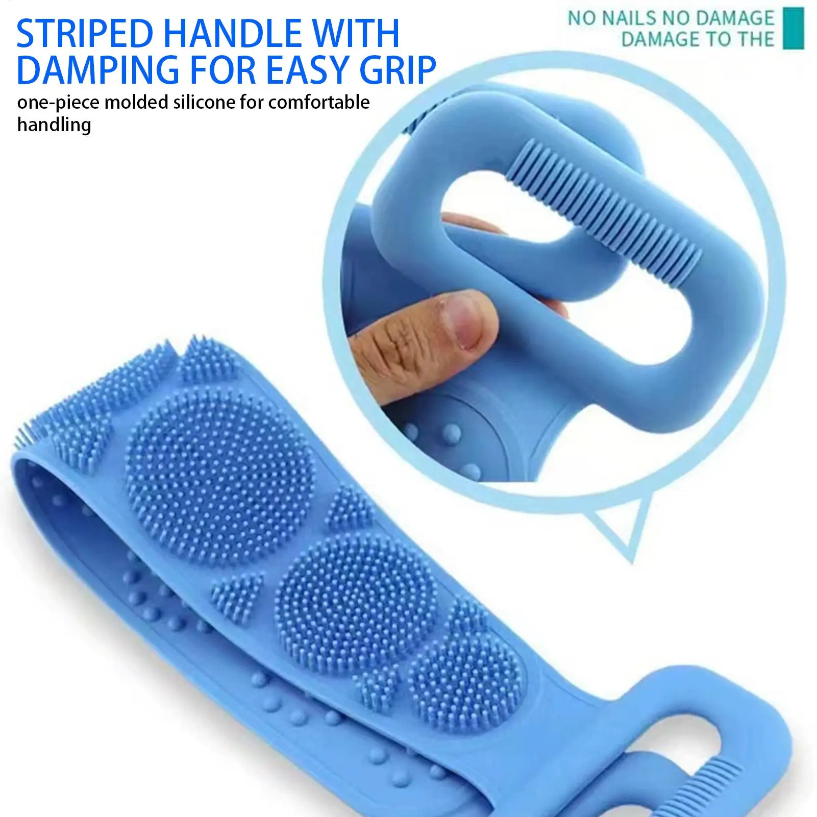 Silicone Bath Brush Double Sided Body Shower Massage Brush Double Sided Back Scrubber for Shoulder Feet Neck Apartment Bathroom