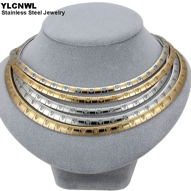 Collares de corazón de acero inoxidable para mujer, gargantilla de cuello grueso de Color dorado y plateado, cadena de serpiente, joyería Bohemia, 2024