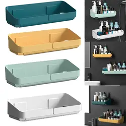 Self Adhesive Wall Mounted Storage Rack Box Bathroom Shelves Toilet Washstand Punch Free Shampoo Holder Bathroom Accessories