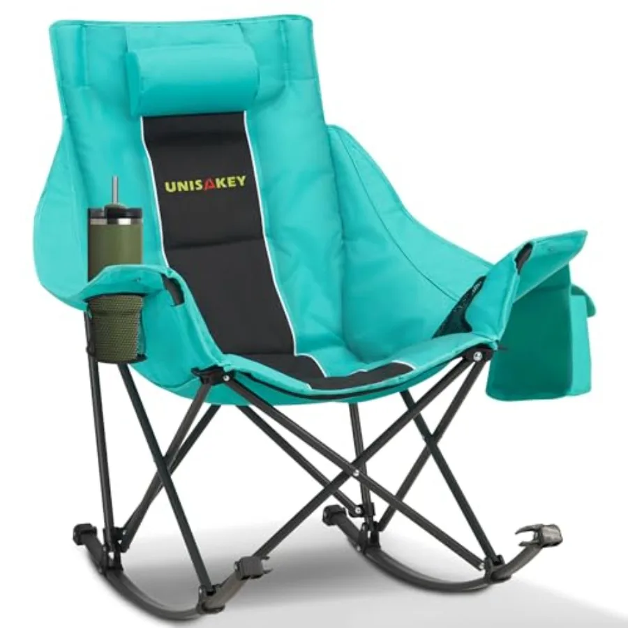 Silla de camping reclinable extragrande zz con reposacabezas y portavasos - Capacidad de 300 libras, tela Oxford 600D, fácil de plegar y portátil para exteriores
