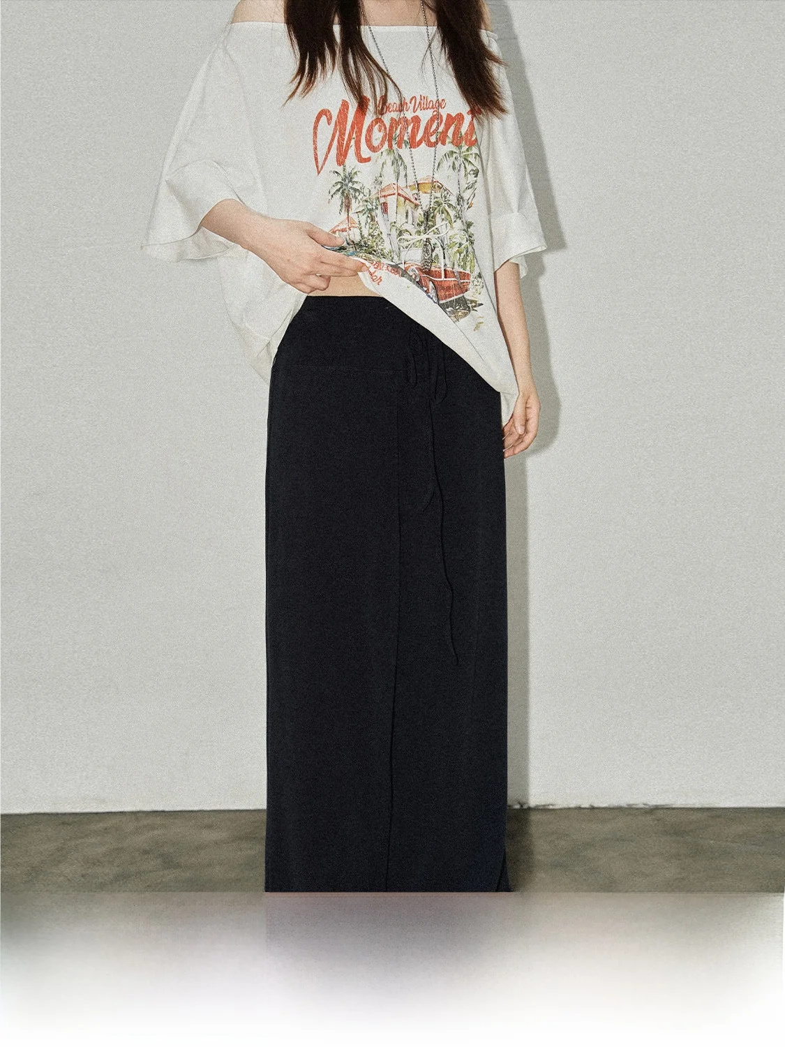 

JINGU High Waist Wide Leg Casual Pants Lazy Feel Dstring Airy Sensation Hanfu Women's Summer Thin Long Pants