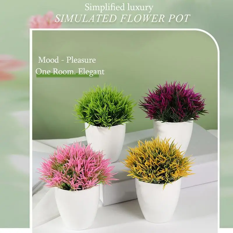 Fake Plants For Desktop Artificial Grass Potted Plants Decorative Fake Plant Bathroom Shelf Decor For Home Office