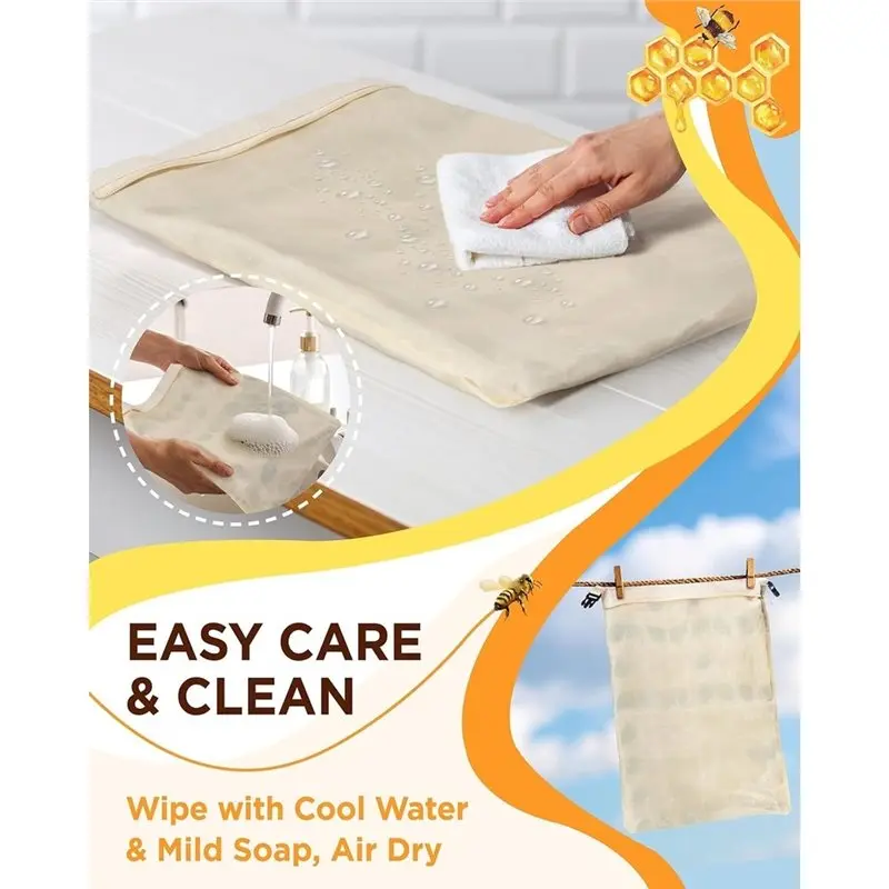ABUI-1Set/2Pcs Beeswax Bread Bag For Homemade Bread, Sourdough Bread Bags With Zipper, About 13