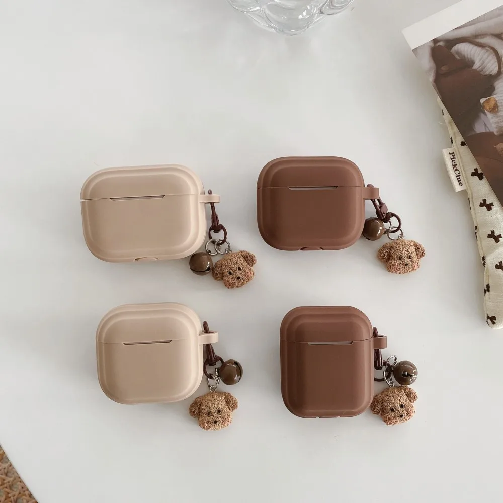 Funda protectora ligera de lujo para auriculares de silicona suave para AirPods 4 3 2 1 Pro 2 Pro 3 2025 funda café perro llavero pareja Shell