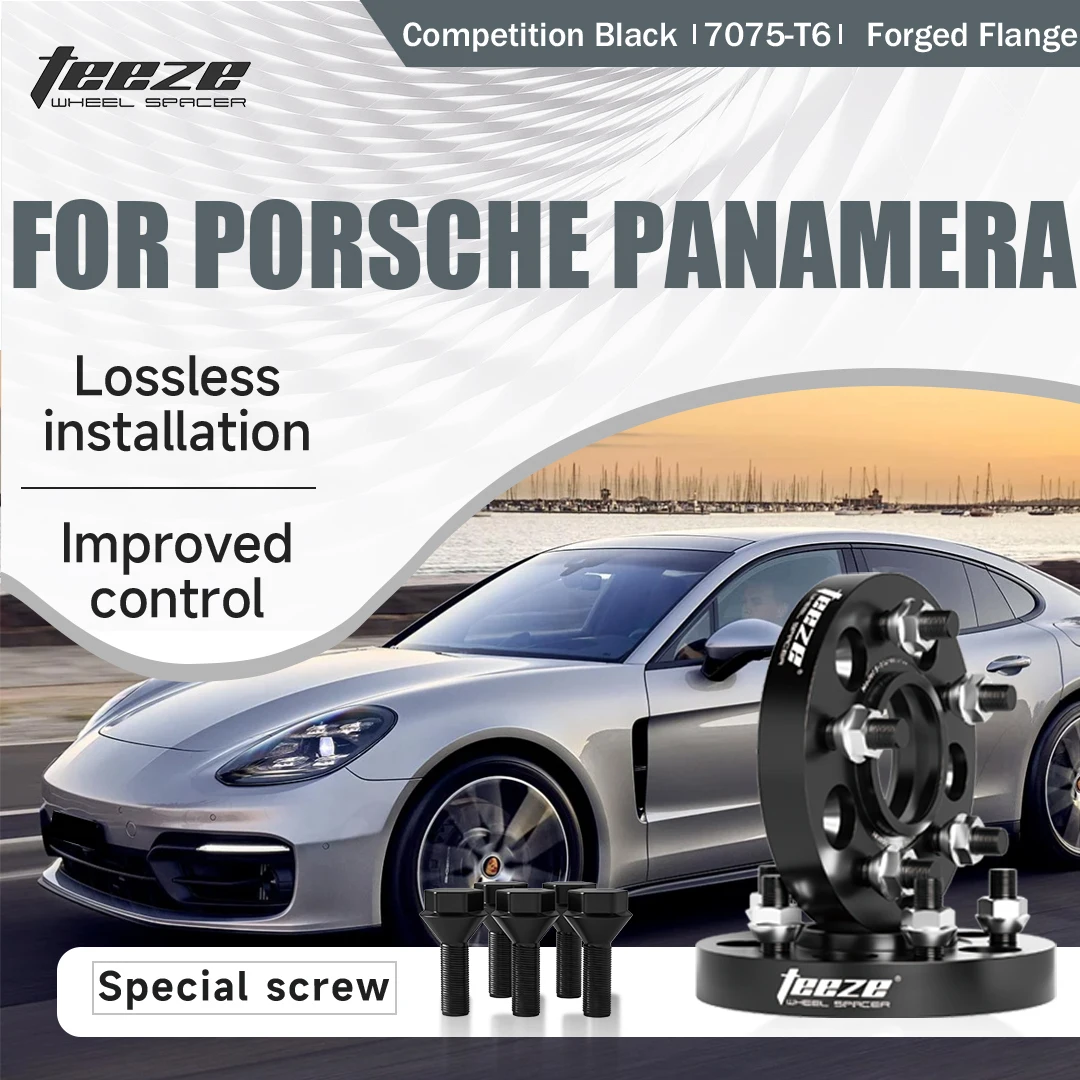 

Teeze 2/4pcs 5x130 CB 71.6 M14x1.5 Hub Centric Black Forged wheel spacer For Porsche Panamera Flange Plate15/20/25/30/35mm