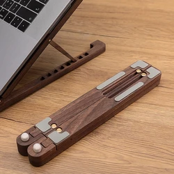 Soporte de madera plegable para ordenador portátil, Base de enfriamiento ajustable de 8 ángulos