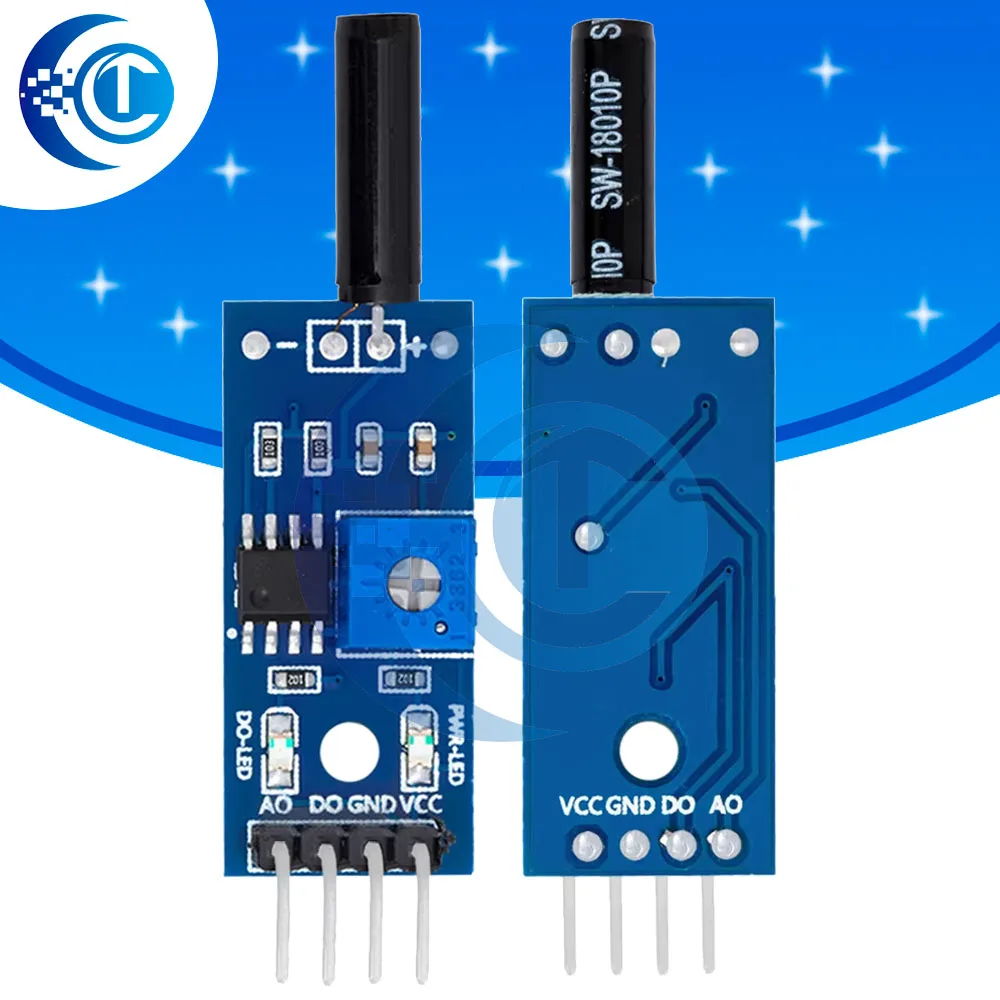 Módulo sensor de vibração normalmente aberto tipo sw18010p interruptor de vibração módulo sensor de alarme para arduino