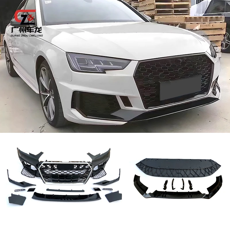 

for Audi A4L 2017-2019 RS4 style Car Bumper Grille Front Bumper Rear Bumper Muffler Car Parts Bodykit PP Material