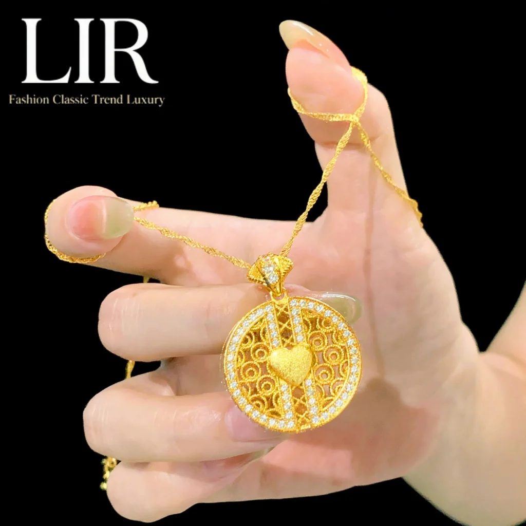 

LIR Exquisitely Inlaid Zircon Necklace: Hollow "Window to the Soul" Pendant, Trendy Women's Jewelry, Win Your Heart