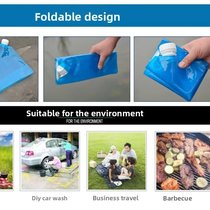 5L faltbarer Auto-Wasserbeutel! Tragbare, auslaufsichere Aufbewahrung für Reisen im Auto, Notfall-Wasserbehälter