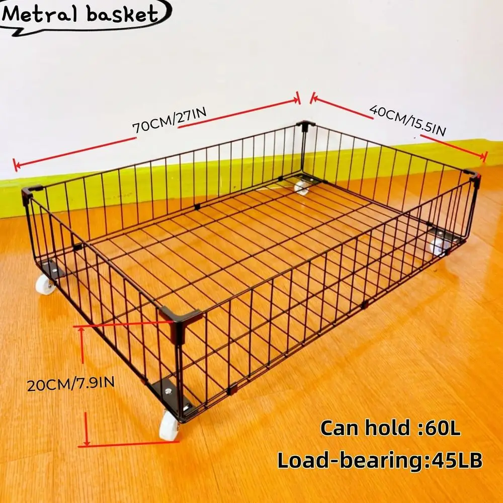 Organizer na kółkach pod łóżko z 4 szufladami i otwartą konstrukcją na buty i inne rzeczy