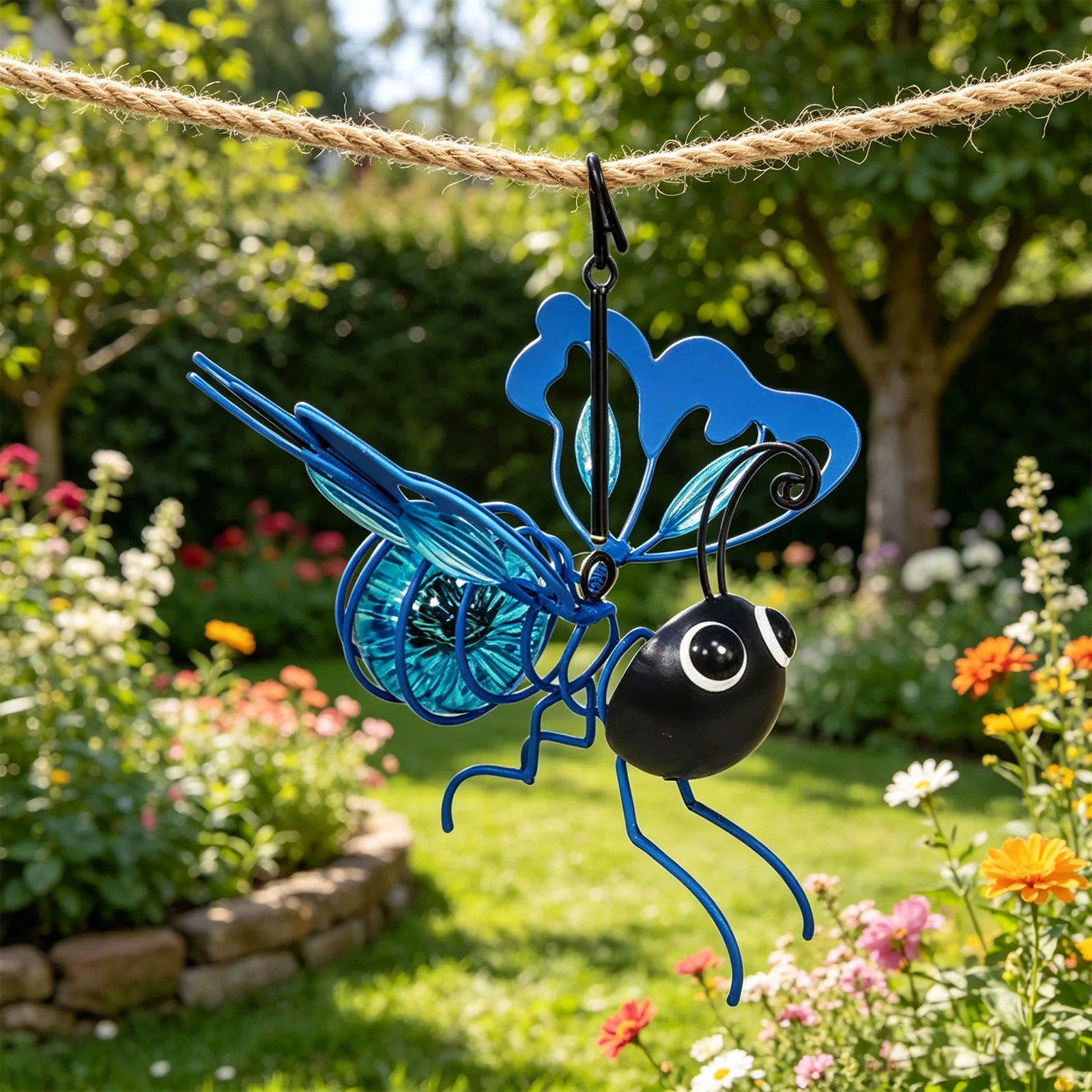 Bee Solar Lights Hanging Simulation Bumble Solar Light Waterproof Decorative for Mom Women Gift Yard Patio Lawn Decor - view 4