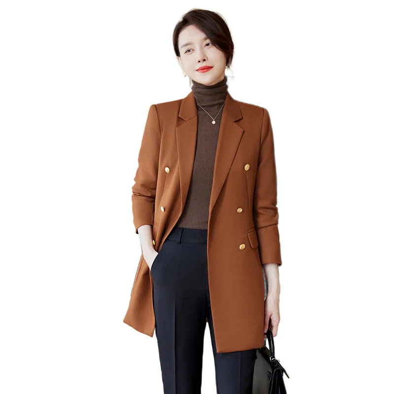 2024 Autumn Winter Blazers Coats Women Clothing Long Sleeve Suit Jackets Casual Tops Female Slim Blazers Long Windbreaker Coat