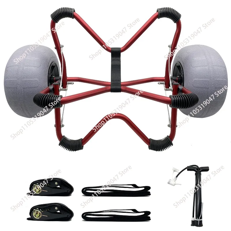 Kayak Trailer V-Shaped Kayak Surfboard Beach Balloon Wheel Transporter Y00822