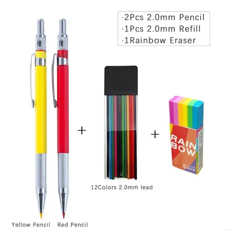 Ergonomic Mechanical Pencil ABS Automatic Drawing Pencil For Writing Drawing 2.0MM Mechanical Pencil with Colored Refill 896C