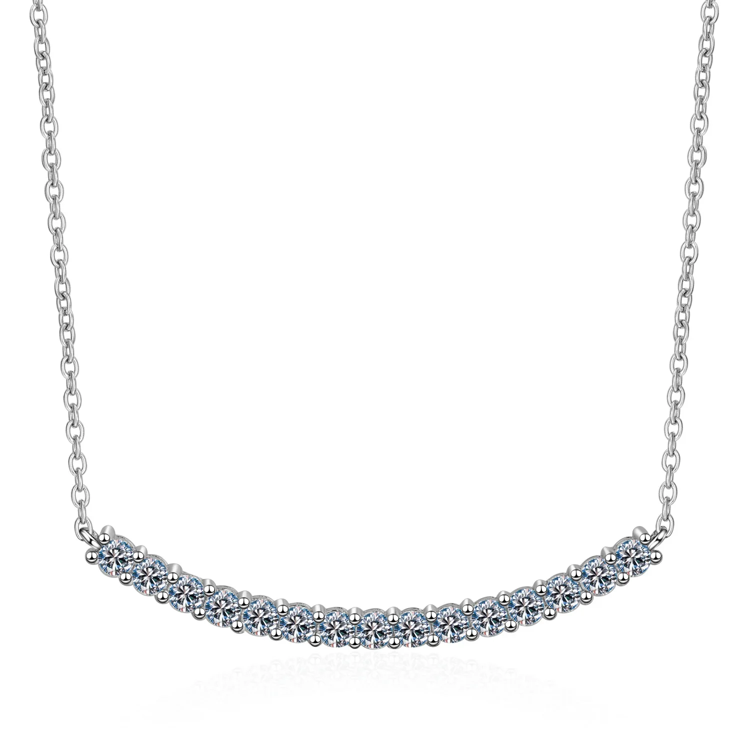Smart Smile Necklace Fashion Versatile 0.9ct Women Moissanite PT950 Platinum Small and Dainty, Perfect Neck Decoration