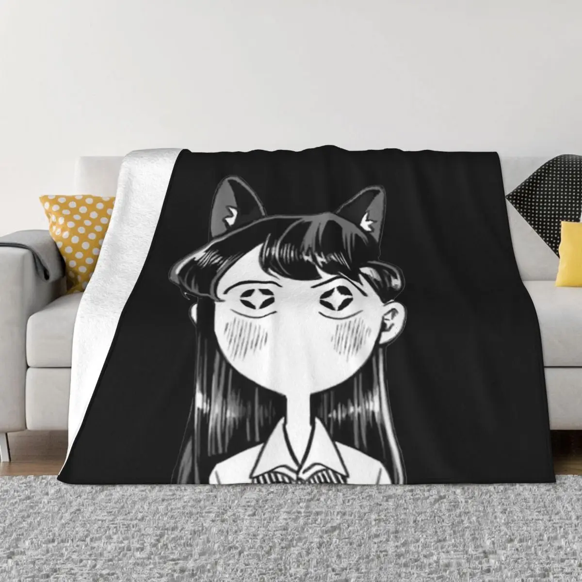 Cute Komi-san Komi Can't Communicate Flannel Throw Blanket Blanket for Sofa Office Super Soft Quilt