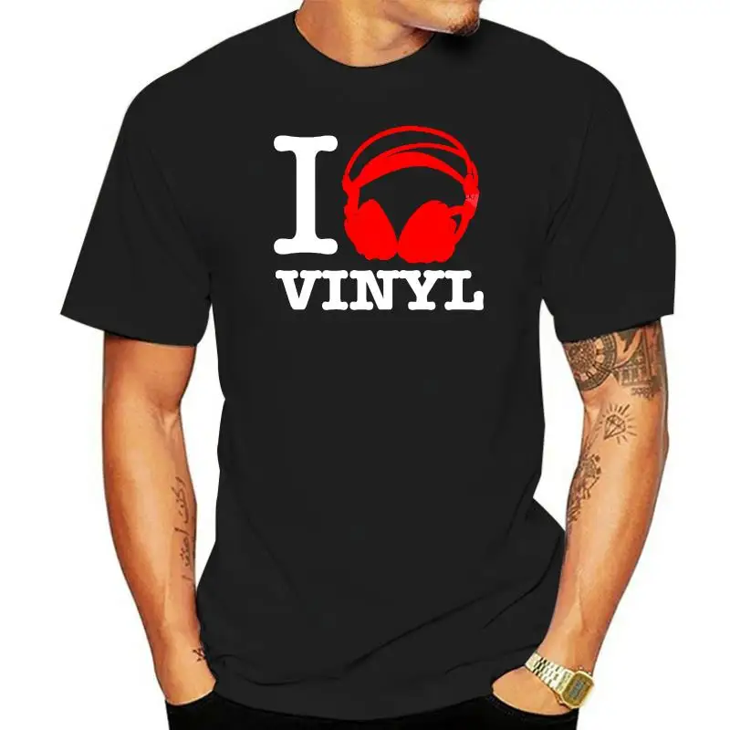 Men T-Shirt Men Clothing Plus Size I Love Vinyl Mens Audiophile T Shirt - Hi-Fi Record Collector DJ Gift for Dad Tee Shirt