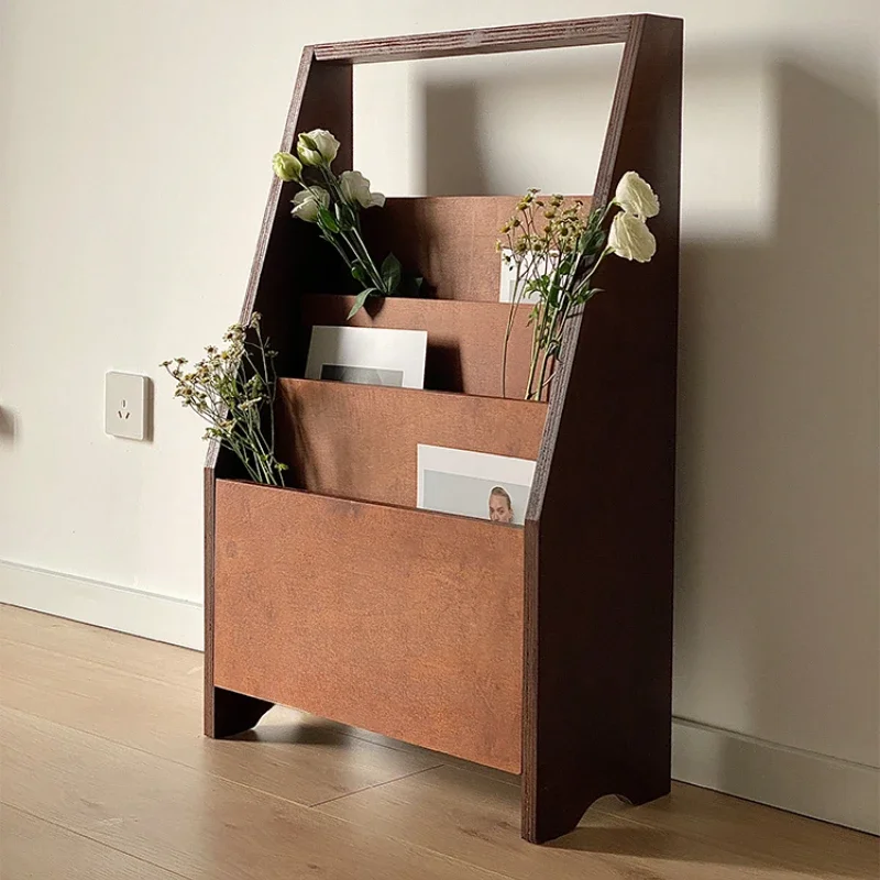 Ins Multi-layer Solid Wood Ultra-thin Small Bookshelf Household Children's Picture Book Magazine Storage Rack Against The Wall